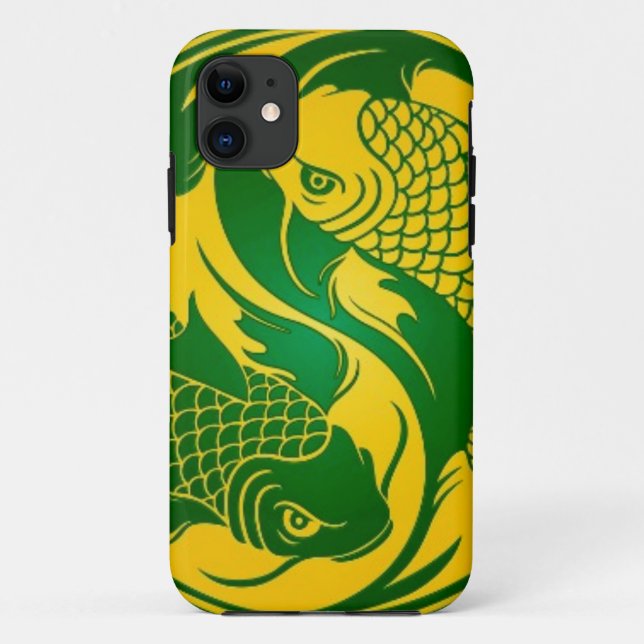 Capa Para iPhone Da Case-Mate Peixes verdes e amarelos de Yin Yang Koi (Verso)