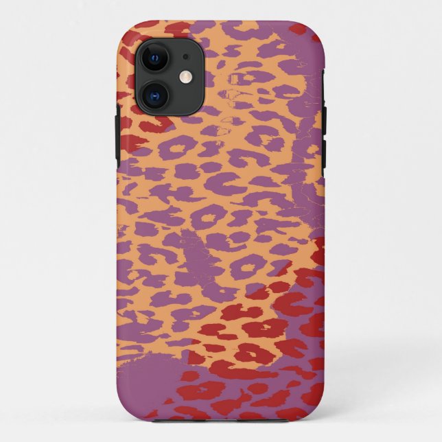 Capa Para iPhone Da Case-Mate Pele de impressão amarela-púrpura do leopardo (Verso)
