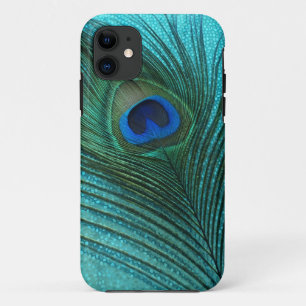 Capa Para iPhone Da Case-Mate Pena azul do pavão do Aqua metálico