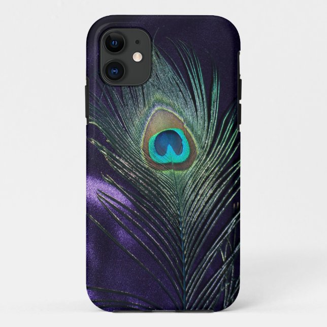 Capa Para iPhone Da Case-Mate Pena roxa impressionante do pavão (Verso)