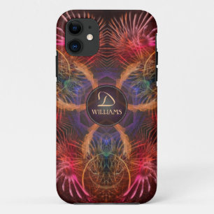 Capa Para iPhone Da Case-Mate Penas de Arte Fractal Vermelha Nome do Monograma P