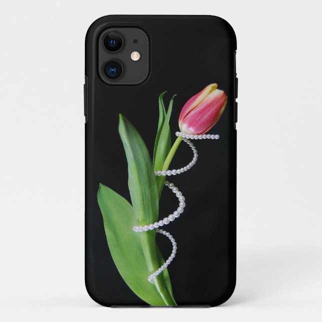 Capa Para iPhone Da Case-Mate pérolas envoltas em tulipa (Verso)