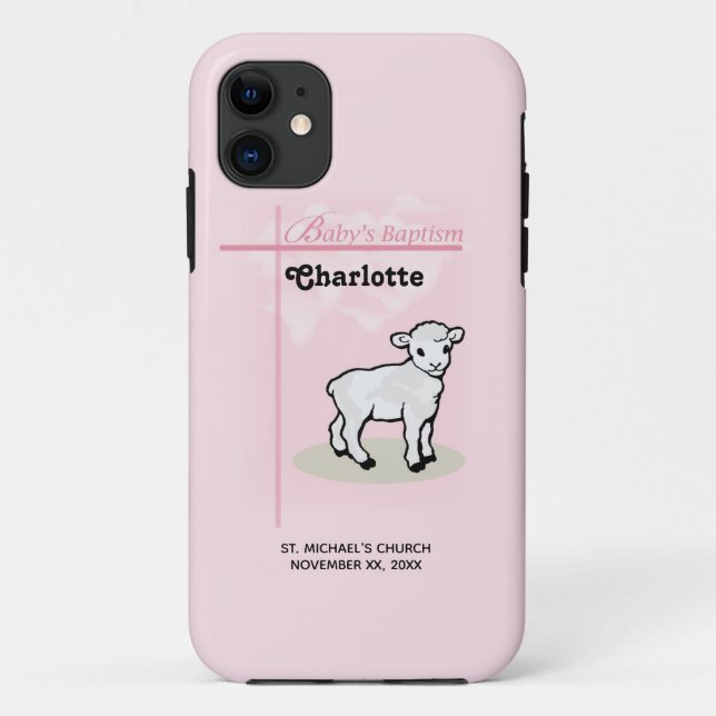 Capa Para iPhone Da Case-Mate Personalizável, Batismo, Rosa, Garota, Lambe (Verso)