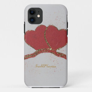 Capa Para iPhone Da Case-Mate Personalize o Namorados de brilho de ouro do coraç