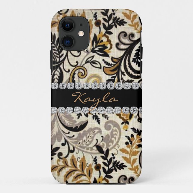 Capa Para iPhone Da Case-Mate PERSONLIZED ELEGANTE PAISLEY BLING eu telefono ao (Verso)
