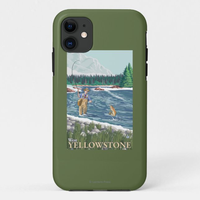 Capa Para iPhone Da Case-Mate Pescador da mosca - Yellowstone ocidental, Montana (Verso)