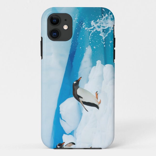 Capa Para iPhone Da Case-Mate pinguim-de-gentoo, Pygoscelis Papua, saltando (Verso)