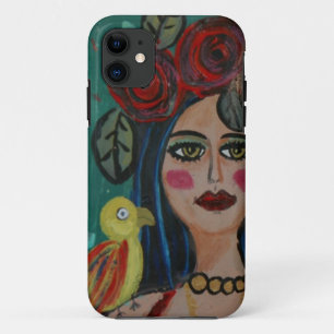CAPA PARA iPhone DA Case-Mate PINTURA DE UMA MULHER COM PAPAGAIO PEQUENO