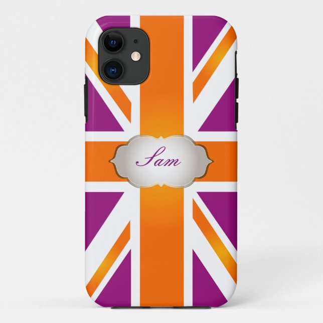Capa Para iPhone Da Case-Mate PixDezines union jack/framboesa+laranja (Verso)