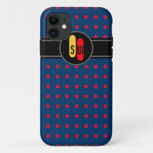 Capa Para iPhone Da Case-Mate polkadots vermelhos e suas iniciais