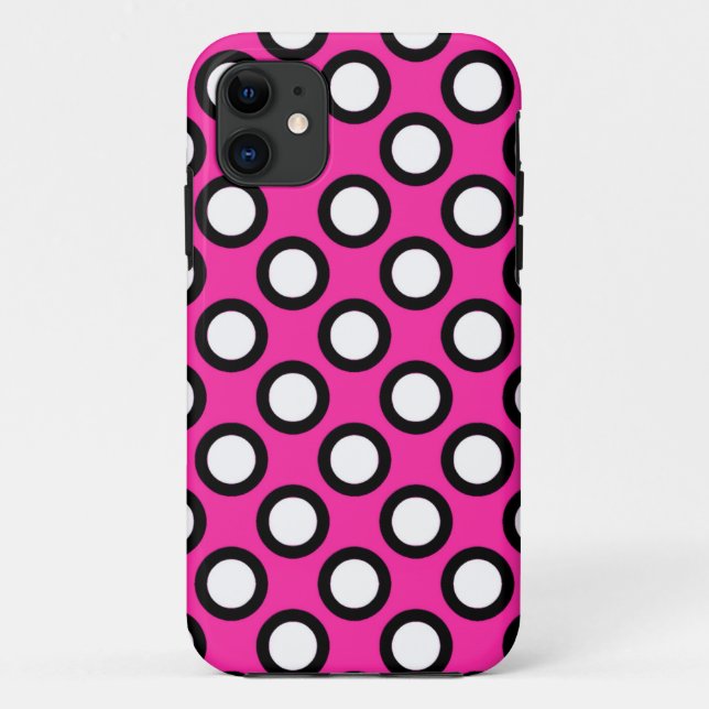 Capa Para iPhone Da Case-Mate Pontos retrorreflectores circulados, fúcsia, preto (Verso)