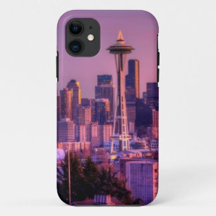 Capa Para iPhone Da Case-Mate Por do sol atrás da skyline de Seattle do parque