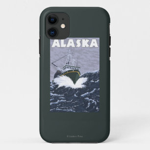 Capa Para iPhone Da Case-Mate Poster das viagens vintage do barco de AlaskaCrab