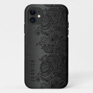 Capa Para iPhone Da Case-Mate Preto Metálico com rendas de salsa pretas