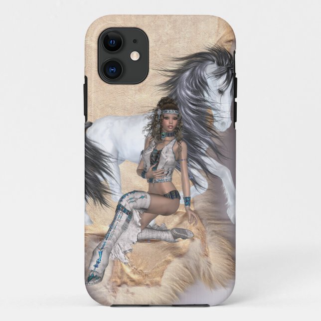 Capa Para iPhone Da Case-Mate Princesa Indiana Americana e Cavalo Branco (Verso)