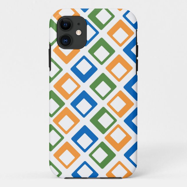 Capa Para iPhone Da Case-Mate Quadrados Geométricos | Azul Verde Laranja (Verso)