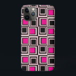 Capa Para iPhone Da Case-Mate Quadrados modernos, rosas claro, rosa-quente e pre<br><div class="desc">Médio moderno do século design de quadrados compensados empilhados - multimédia gráfica em pêssego pastel e rosa quente com preto</div>