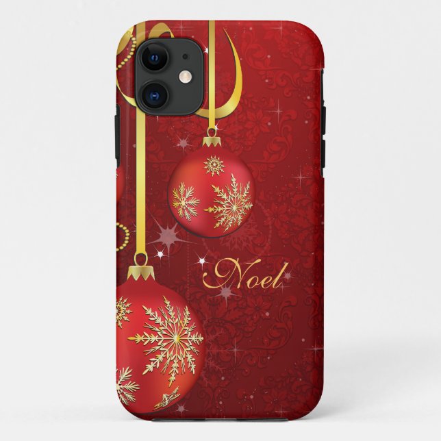 Capa Para iPhone Da Case-Mate Red Damask Natal (Verso)