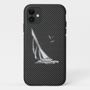 Capa Para iPhone Da Case-Mate Regata de prata do veleiro na fibra do carbono