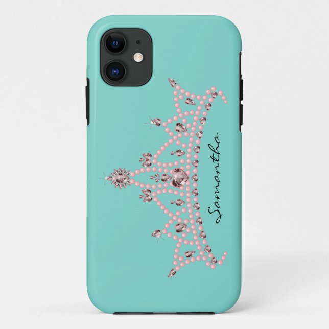 Capa Para iPhone Da Case-Mate Rhinestone Tiara iPhone 5 Case-Mate Case (aqua) (Verso)