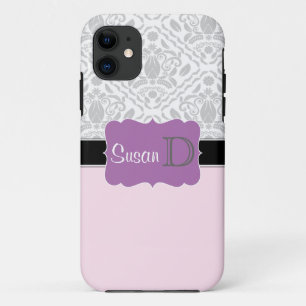 Capa Para iPhone Da Case-Mate Rosa claro Casinha de iPhone 5 com monograma roxo