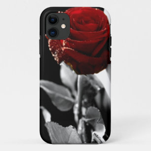 Capa Para iPhone Da Case-Mate Rosa vermelha bonita com fundo preto & branco
