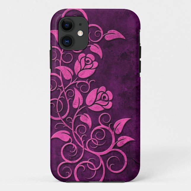 Capa Para iPhone Da Case-Mate Rosas de pedra de roda, roxos (Verso)