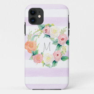 Capa Para iPhone Da Case-Mate Rosas florais da aguarela moderna simples listrada