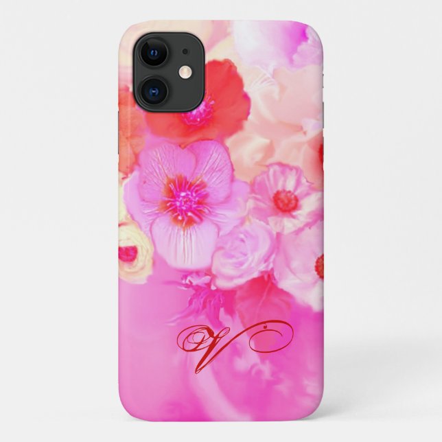 CAPA PARA iPhone DA Case-Mate ROSAS VERMELHAS BRANCAS E ANÊMONAS ROSAS MONOGRAMA (Verso)