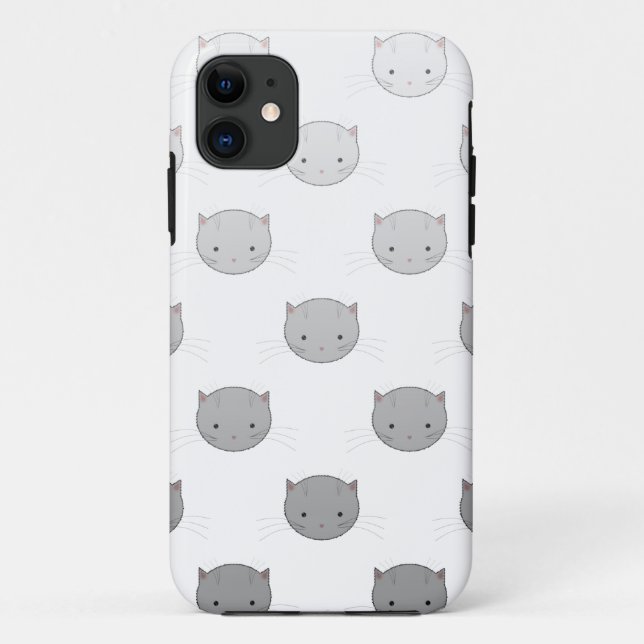 Capa Para iPhone Da Case-Mate Rostos de Gatinhos Fofos em Preto Branco Cinza (Verso)