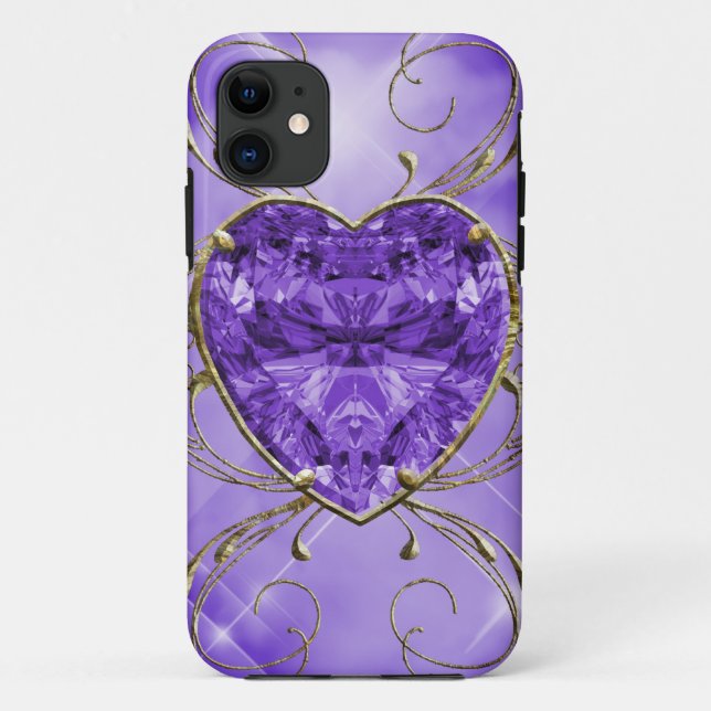 Capa Para iPhone Da Case-Mate Roxo, Coração de Violeta Gema (Verso)