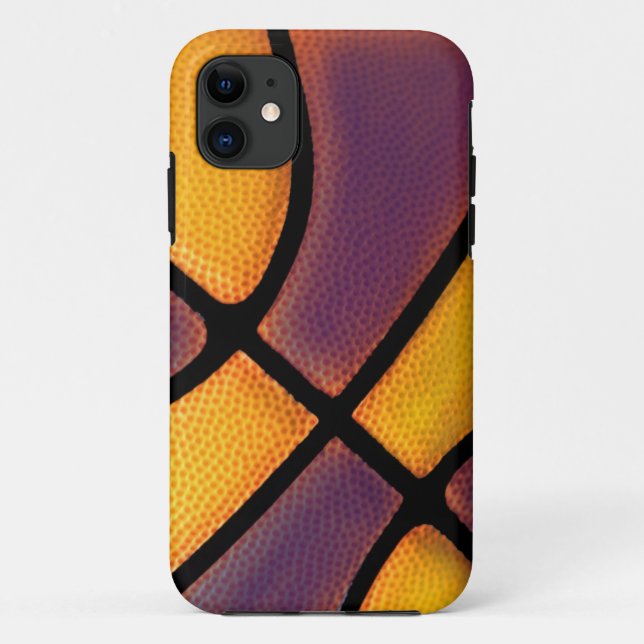 Capa Para iPhone Da Case-Mate roxo e caso do basquetebol do ouro (Verso)