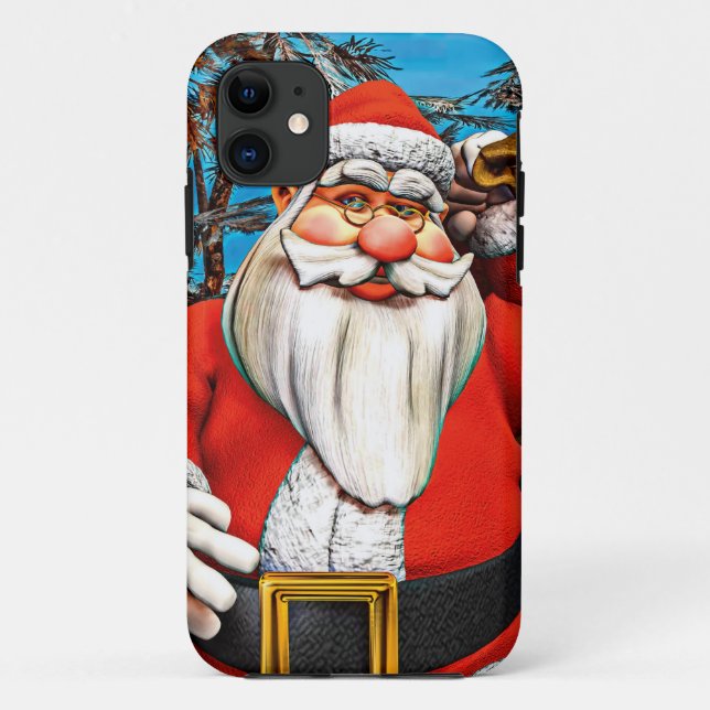 Capa Para iPhone Da Case-Mate Saco de Presentes do Papai Noel Floresta Nevada Ar (Verso)
