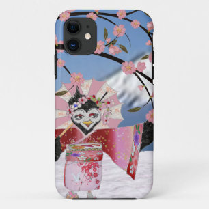 Capa Para iPhone Da Case-Mate Sakura Geisha Pássaro na Neve Flores de Cerejeira
