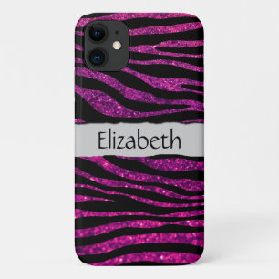Capa Para iPhone Da Case-Mate Seu Nome - Impressão Animal, Zebra, Glitter - Ros