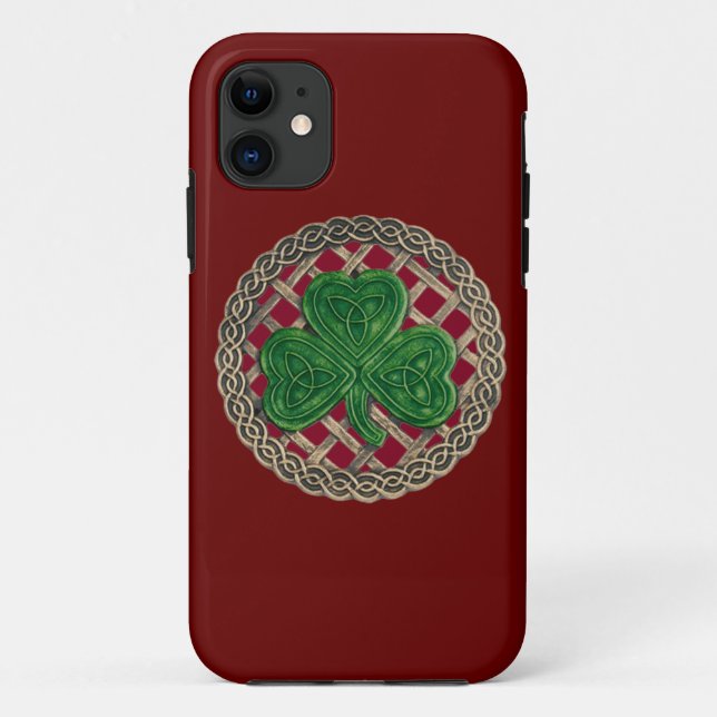 Capa Para iPhone Da Case-Mate Shamrock Vermelho e Matriz Celtic Knots iPhone 5G (Verso)