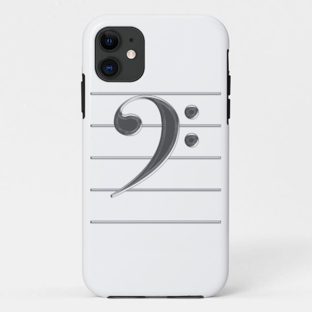 Capa Para iPhone Da Case-Mate Silver Bass Clef Music (Verso)
