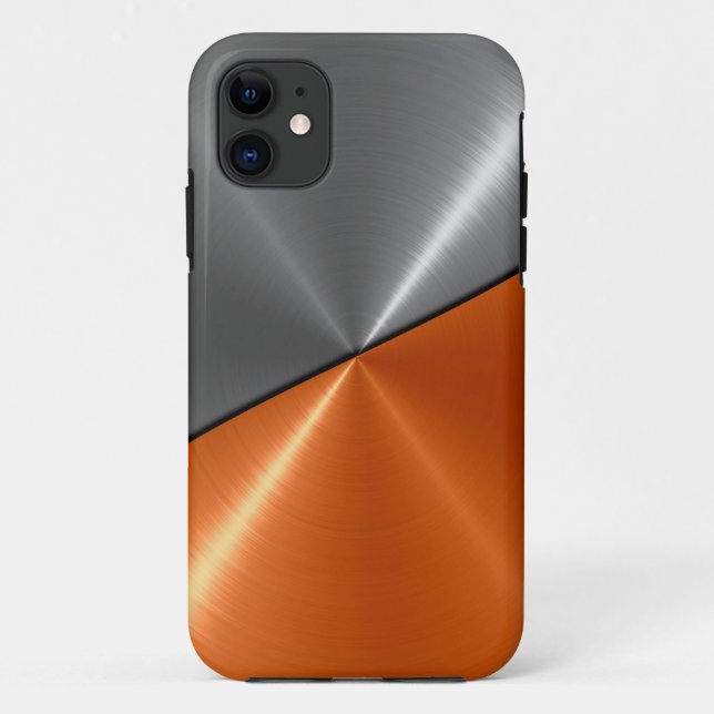 Capa Para iPhone Da Case-Mate Silver e Orange Steel Stainless Metal 2 (Verso)