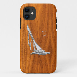 Capa Para iPhone Da Case-Mate Silver Regatta Sailboat no Teak Veneza