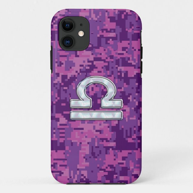 Capa Para iPhone Da Case-Mate Símbolo libra zodiac na Camo Digital Rosa (Verso)
