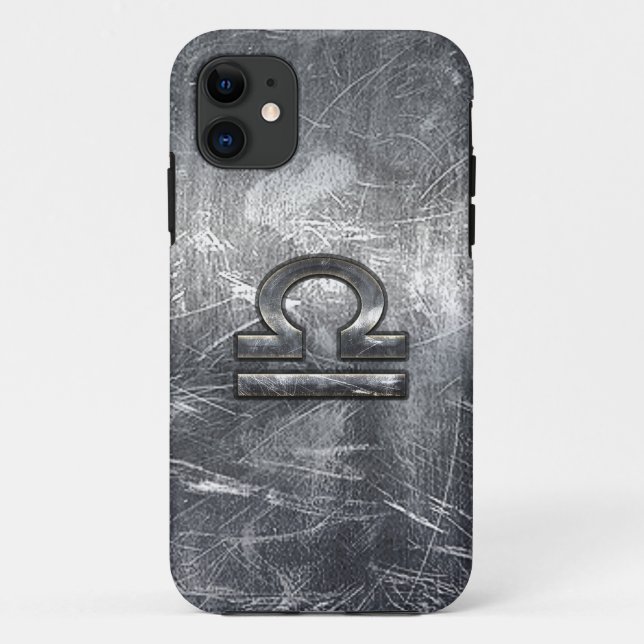 Capa Para iPhone Da Case-Mate Símbolo Libra Zodiac no Estilo de Aço Prateado (Verso)