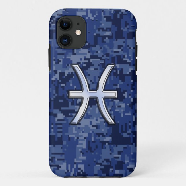 Capa Para iPhone Da Case-Mate Sinal do Zodíaco Peixes Prata Camuflagem Digital A (Verso)
