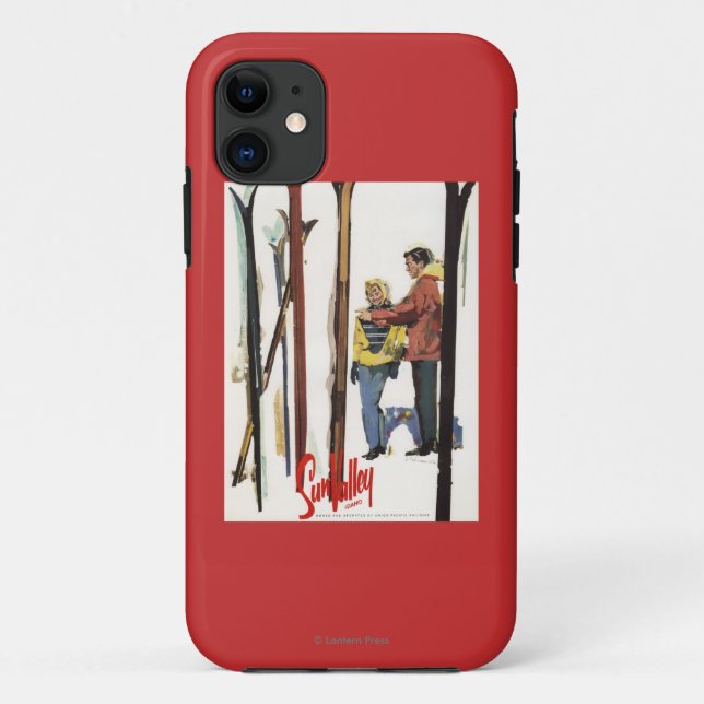 Capa Para iPhone Da Case-Mate Skis em pé na neve por Casal (Verso)