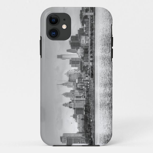 Capa Para iPhone Da Case-Mate Skyline de Philadelphfia em preto e branco (Verso)
