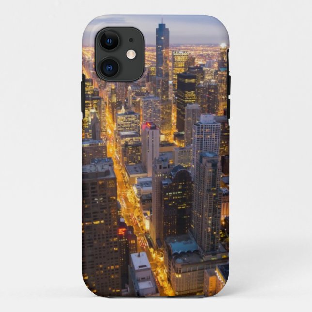 Capa Para iPhone Da Case-Mate Skyline do centro de Chicago no crepúsculo (Verso)