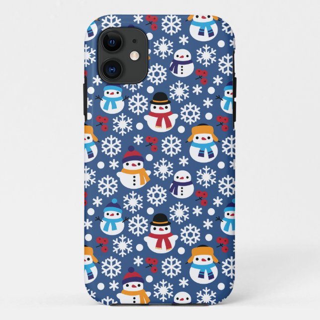 Capa Para iPhone Da Case-Mate Snowmans e Snowflakes Padrões sem costura (Verso)