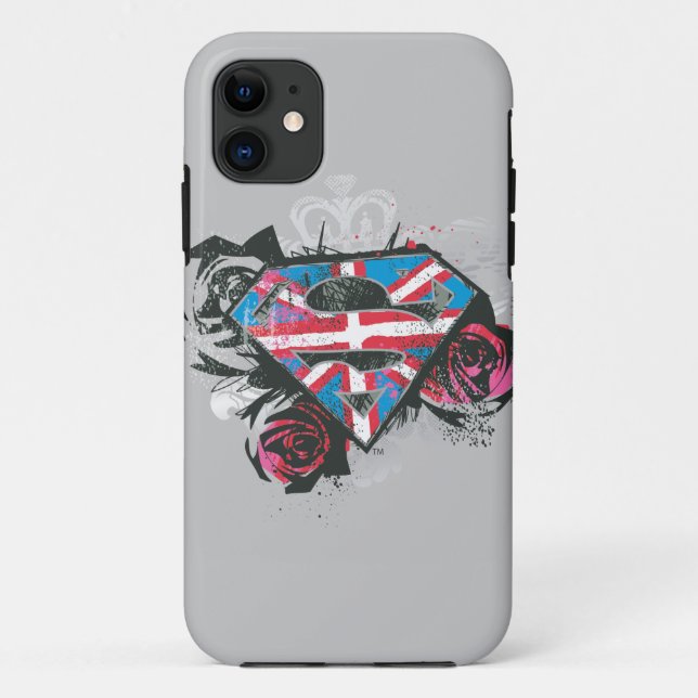 Capa Para iPhone Da Case-Mate Supergirl British Flag e Rosas (Verso)