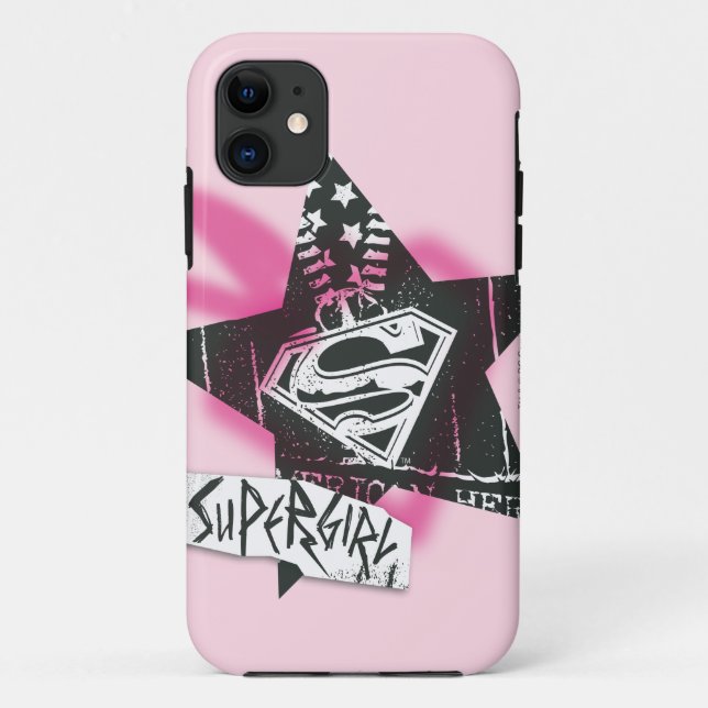 Capa Para iPhone Da Case-Mate Supergirl Pink Spray Paint Star (Verso)
