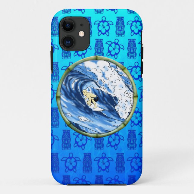 Capa Para iPhone Da Case-Mate Surfista no círculo de bambu (Verso)