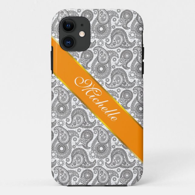 Capa Para iPhone Da Case-Mate Tangerine Black Paisley (Verso)
